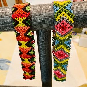 BEADED Geometric HEADBAND x 2,  15 to 18 inches